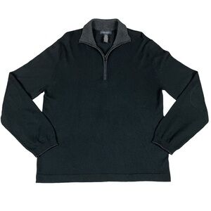 Banana Republic Silk Cashmere Quarter Zip Elbow-Patch Collegiate Sweater Sz M